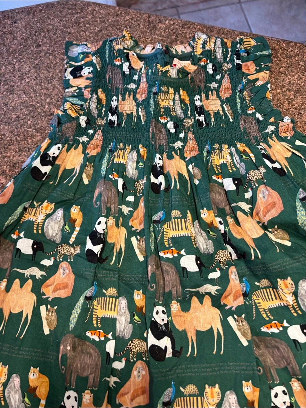 Pink Chicken Green Smock Animal Print Dress-8Y-NWOT